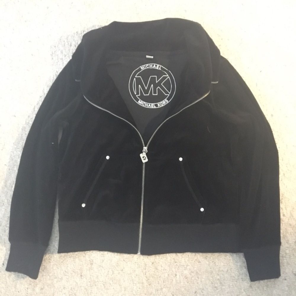 Black Michael Kors velour track jacket